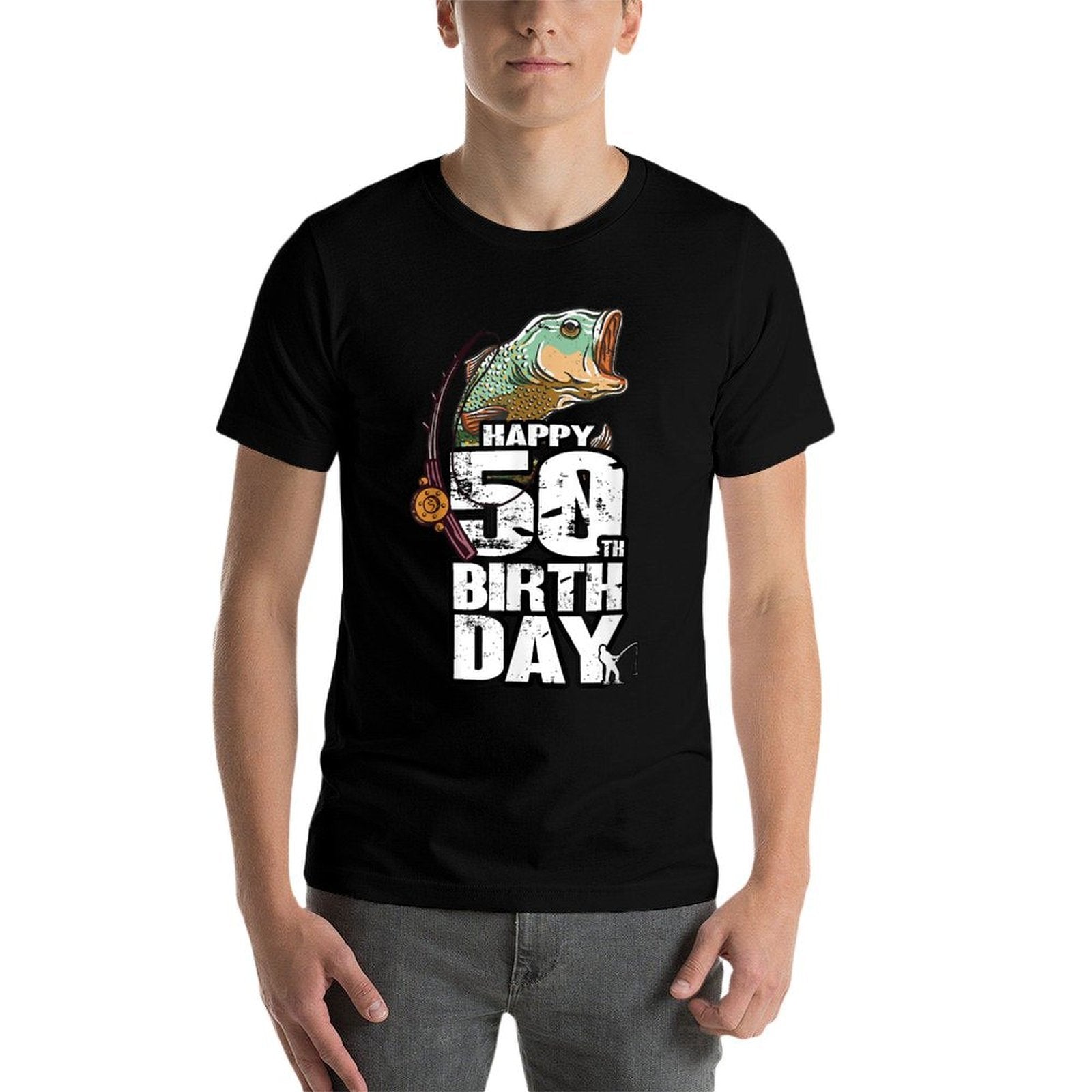 50 Years Old Fishing Fisherman Angler 50th Birthday  Heathered Texture T-Shirt