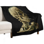 Vincent Van Gogh - Skull of A Skeleton with Burning Cigarette Multi-functional Throw Blanket
