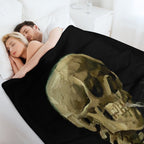 Vincent Van Gogh - Skull of A Skeleton with Burning Cigarette Multi-functional Throw Blanket