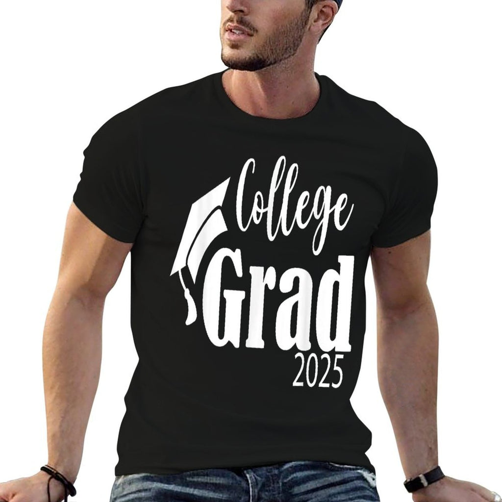 Funny 2025 College Graduate Graduation Grad Students Seniors  Fade-proof Color T-Shirt