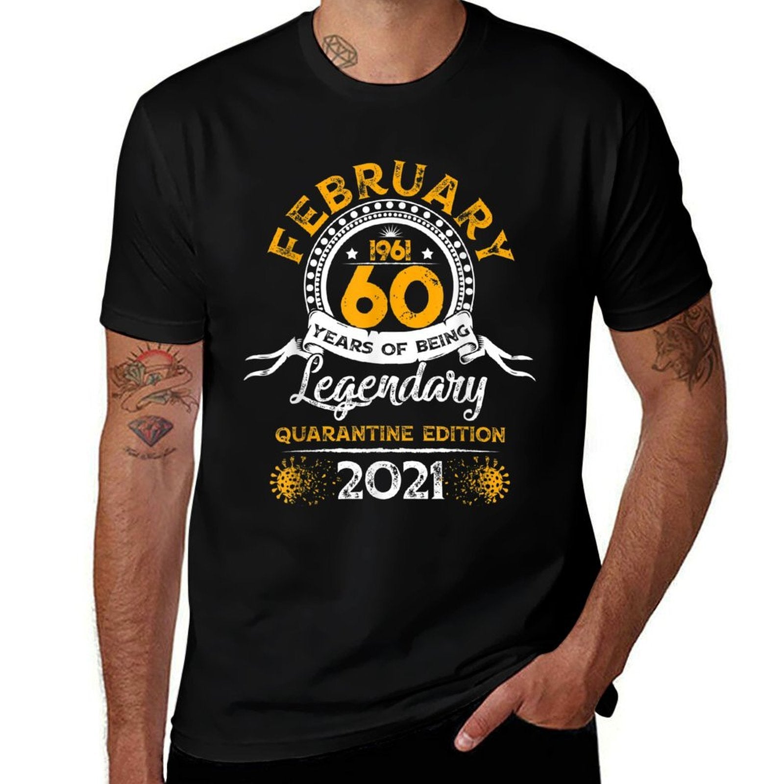 60 Years Old Gift February 1961 60th Birthday Quarantine  Relaxed-fit T-Shirt