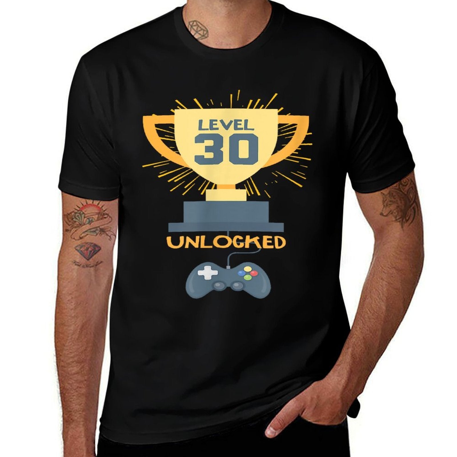 30th Birthday Gift 30 Year Old Level Up Gamer Tshirt  Stretchy T-Shirt