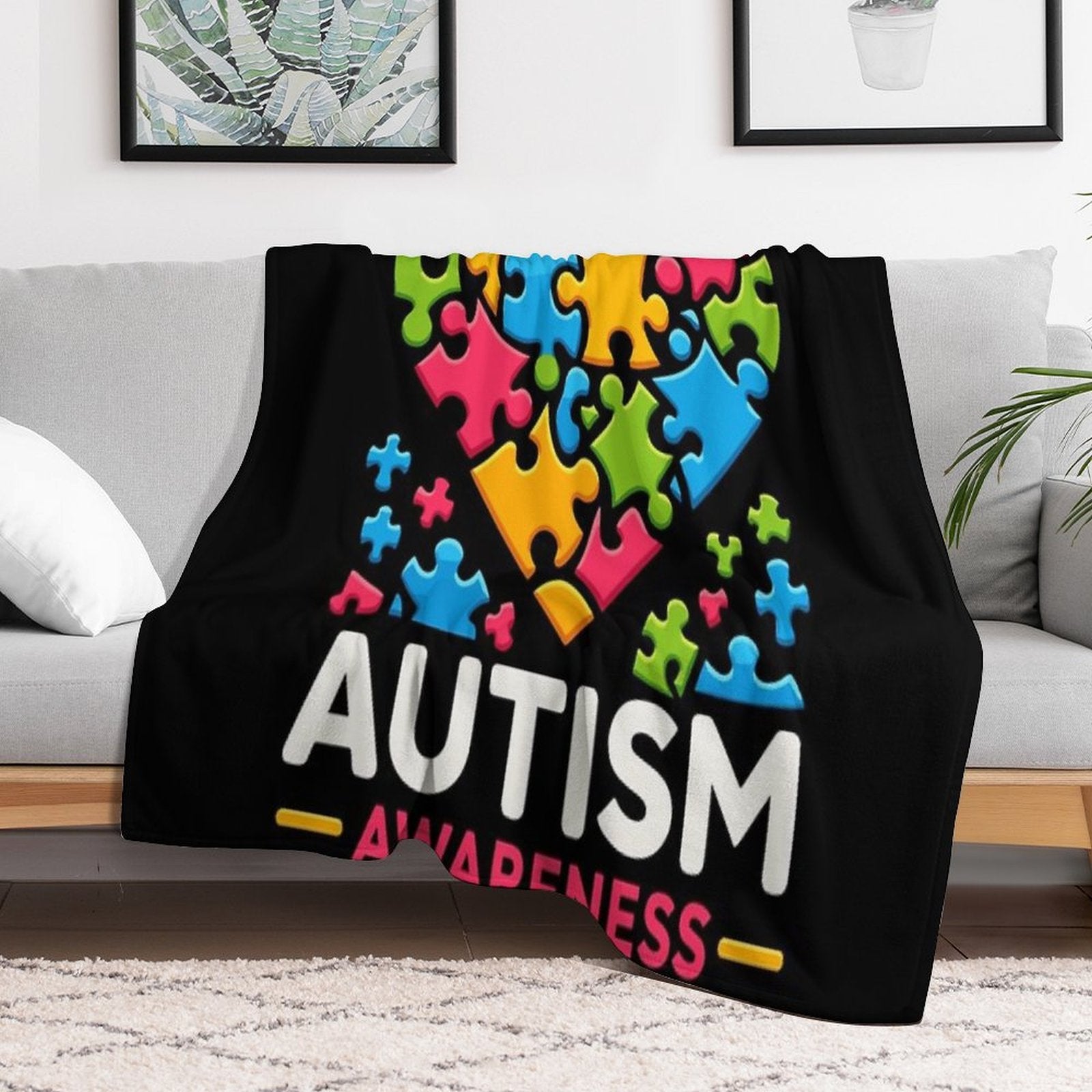 Autism Awareness Month ASD Neurodiversity Shrink-resistant Throw Blanket
