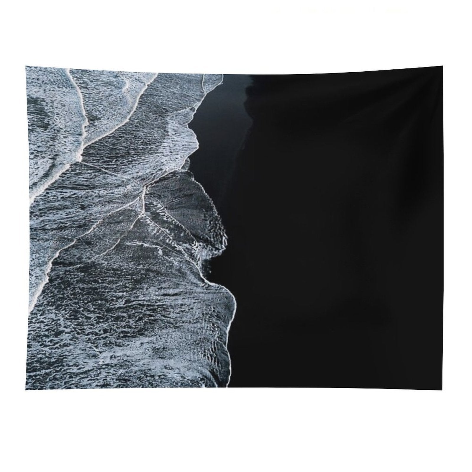 Minimalist Waves And Black Sand Beach in Iceland - Landscape Photography Tapestry