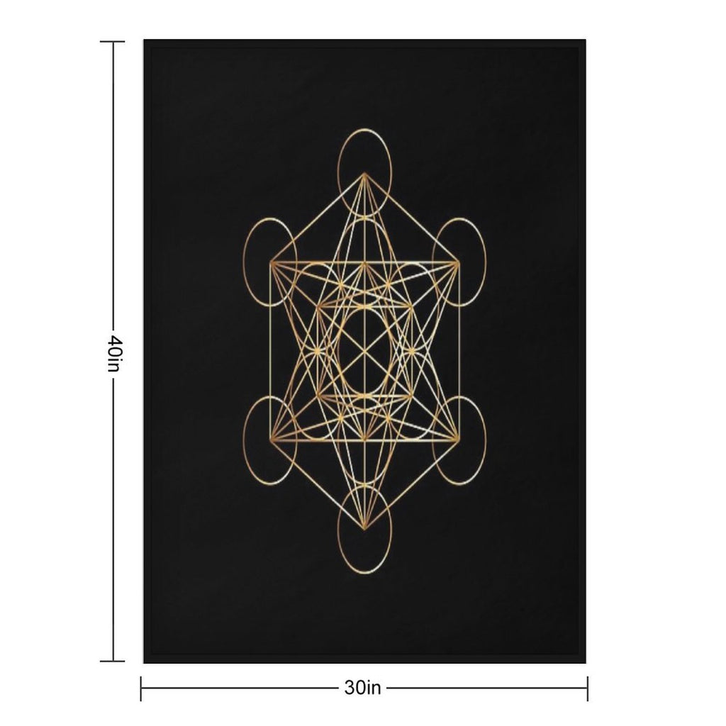 Metatron's Cube Golden Line Versatility Throw Blanket