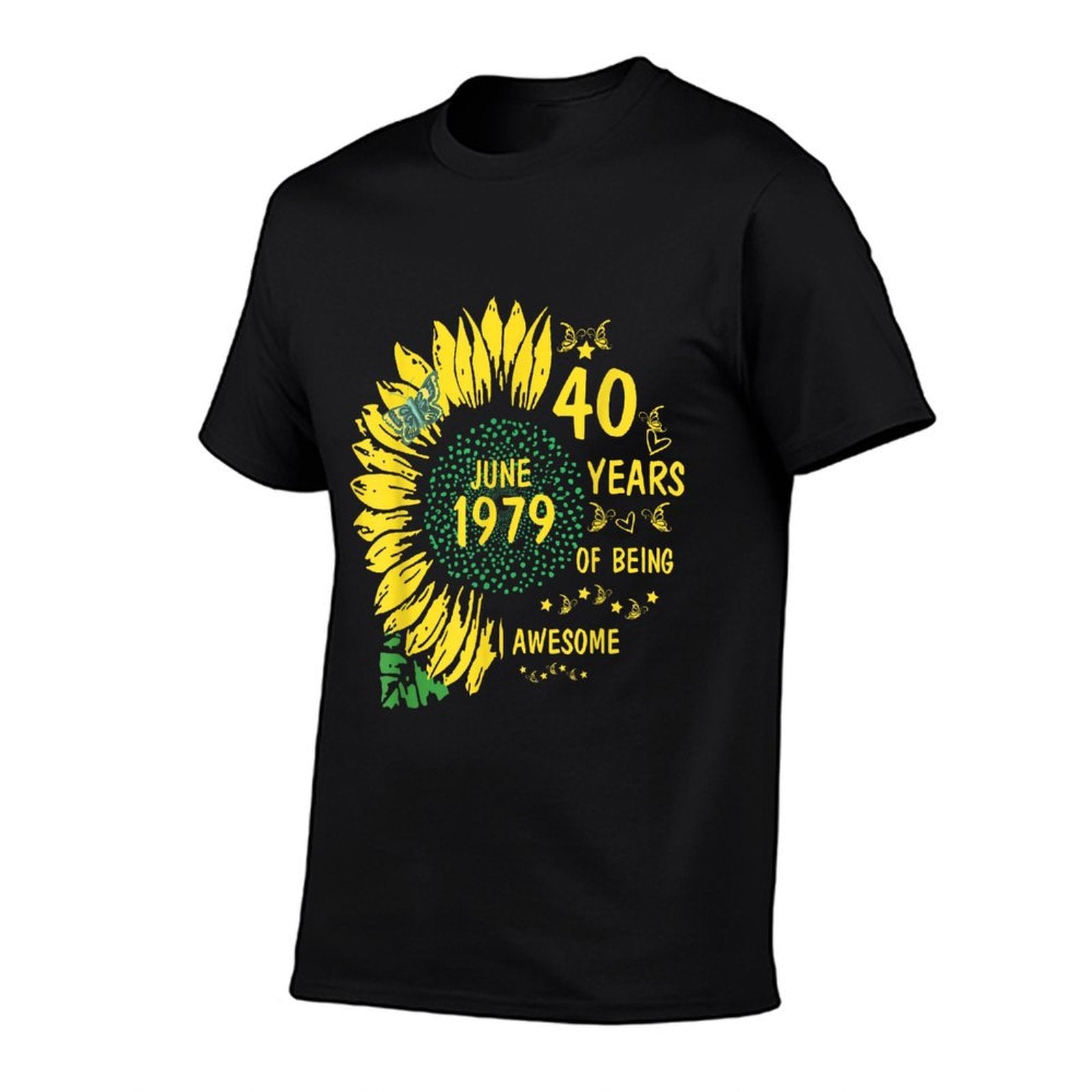 40th Birthday Sunflower And Butterfly Gift For Women  Eco-friendly Material T-Shirt