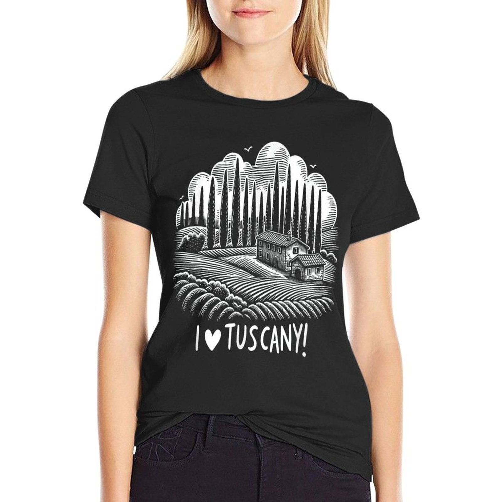Retro I Love Tuscany Toscana Souvenir Vintage Landscape  Wrinkle-resistant T-Shirt