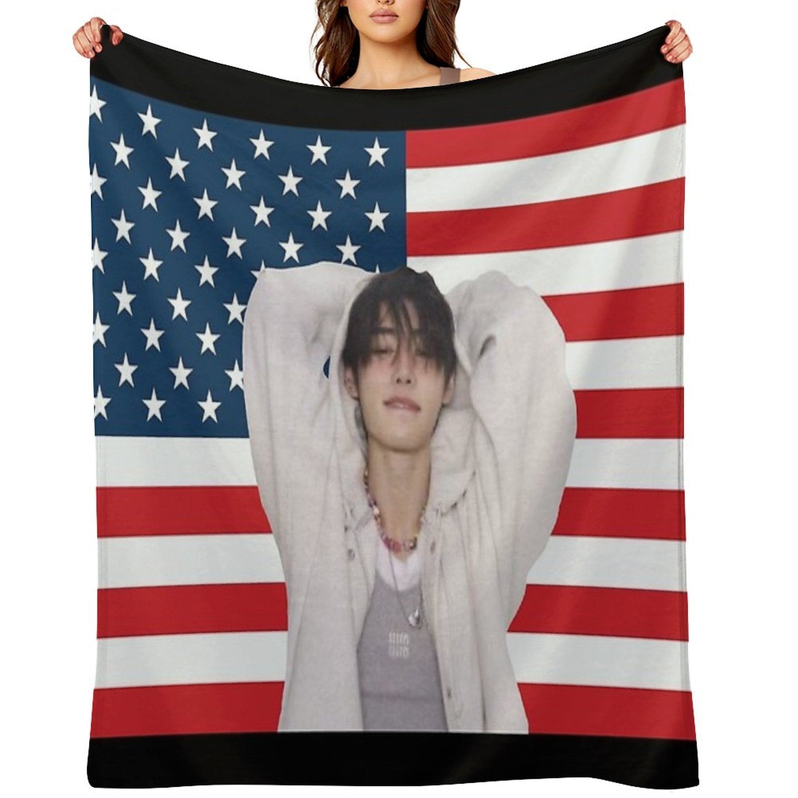 Park Sunghoon U.s American Flag Durable Throw Blanket