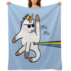 Unicorn Cat Rainbow Butt Laser Travel-friendly Throw Blanket