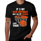 12 Year Old Happy 12th Birthday Basketball 12th Birthday  Wrinkle-resistant T-Shirt