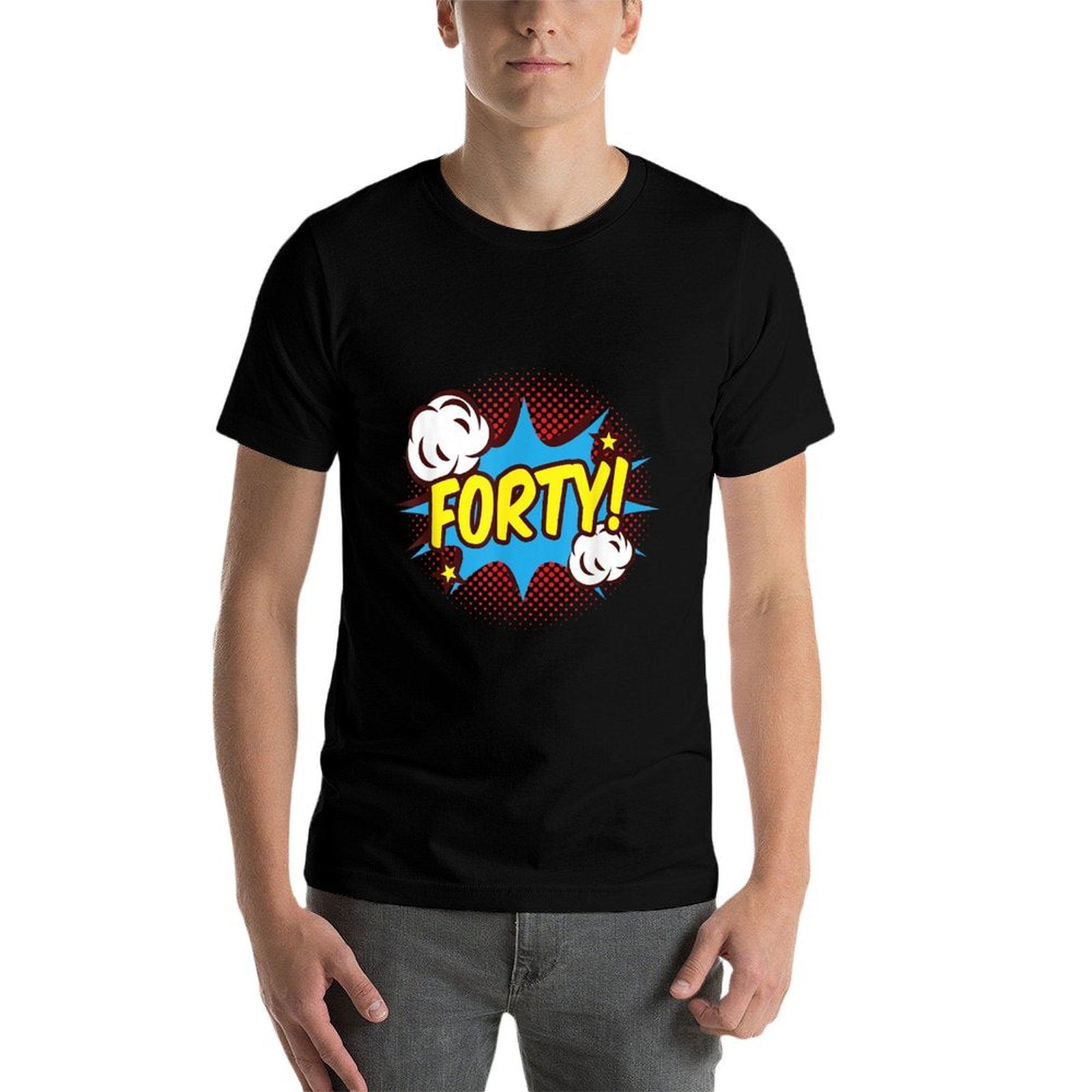 40 Years Old 40th Birthday B-day Superhero  Ribbed Collar T-Shirt