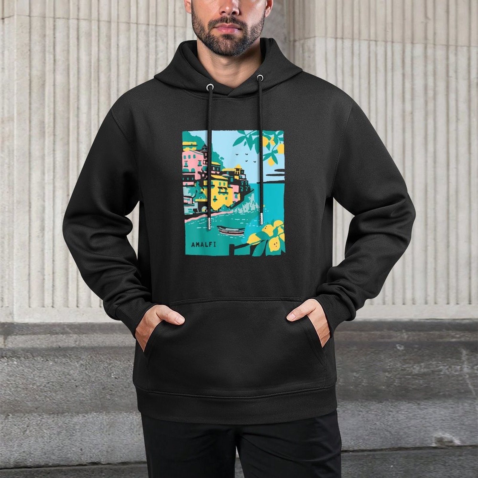 Amalfi Coast Italy Retro Vintage Lemon Travel Souvenir Shape Retention Hoodie