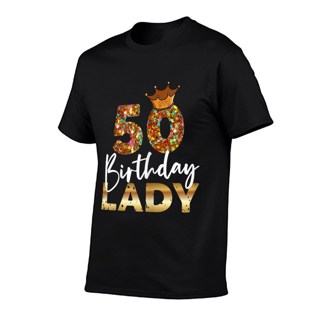 Womens 50th Birthday Lady for Her Fiftieth Bday Woman  Cotton T-Shirt