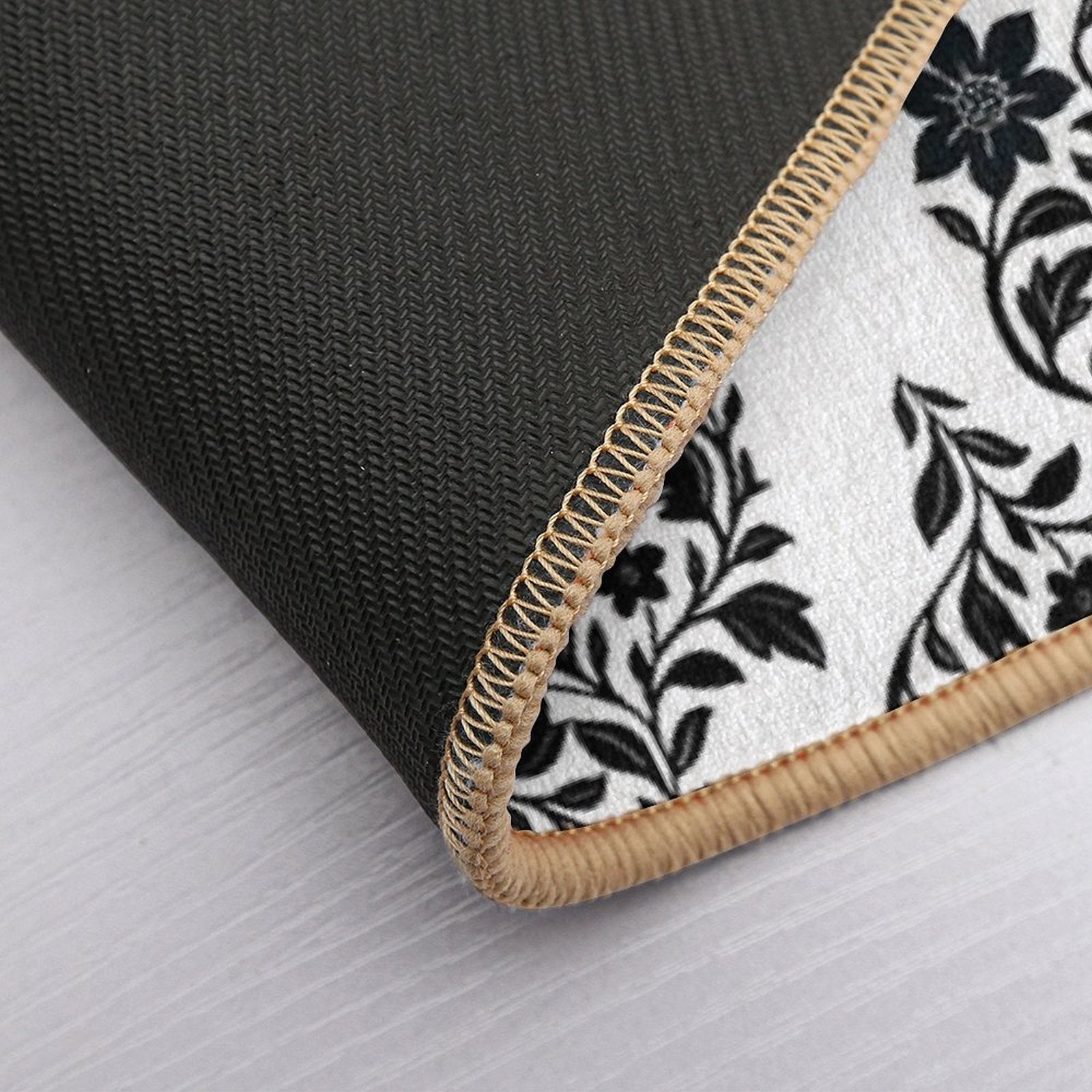 Botanical Pattern - Damask - White Background  High-Traffic Bath Mat