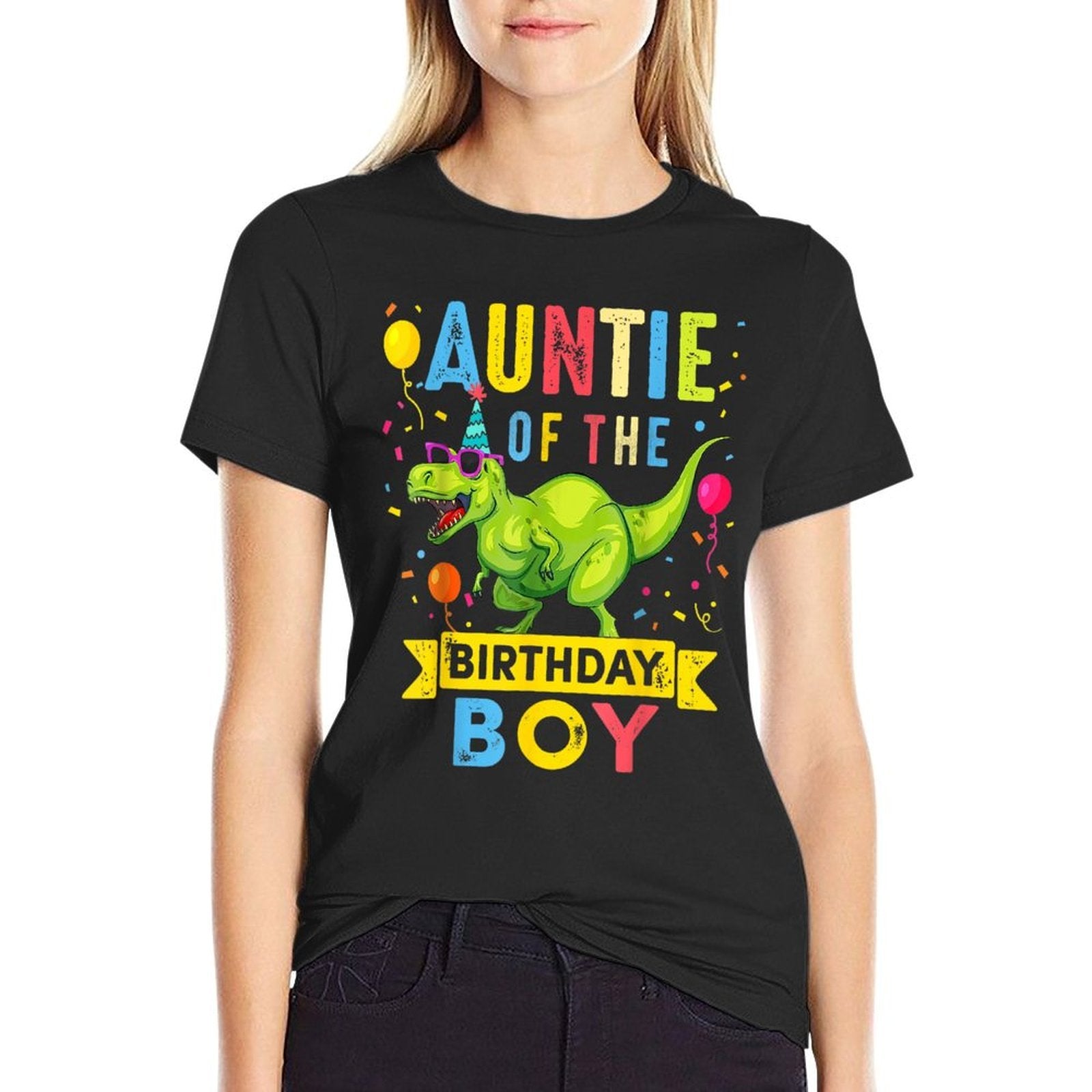 Auntie of The Birthday Boy T-Rex Dinosaur Birthday Party  Soft T-Shirt