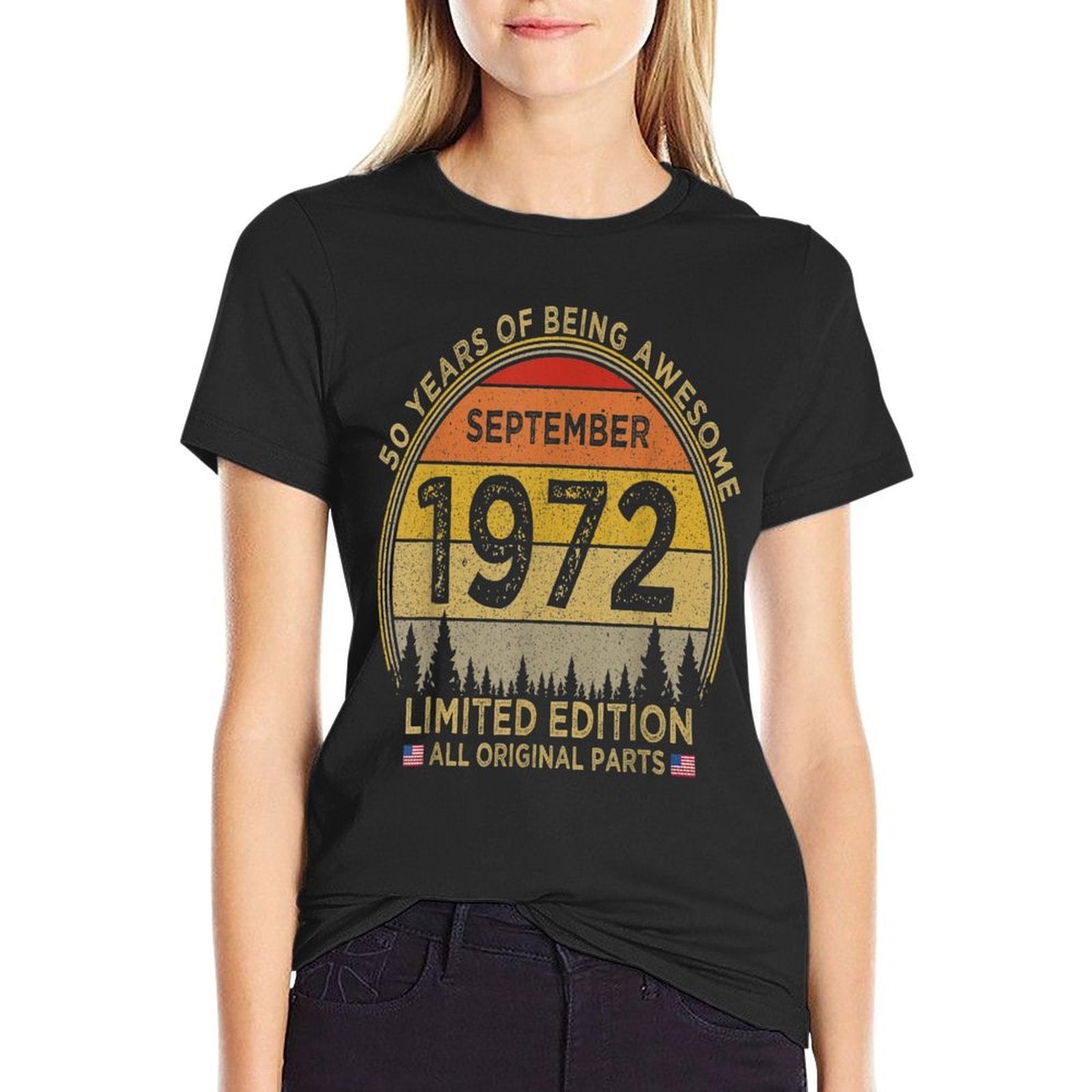 50th Birthday September 1972 Limited Edition Patriotic  Tagless Design T-Shirt