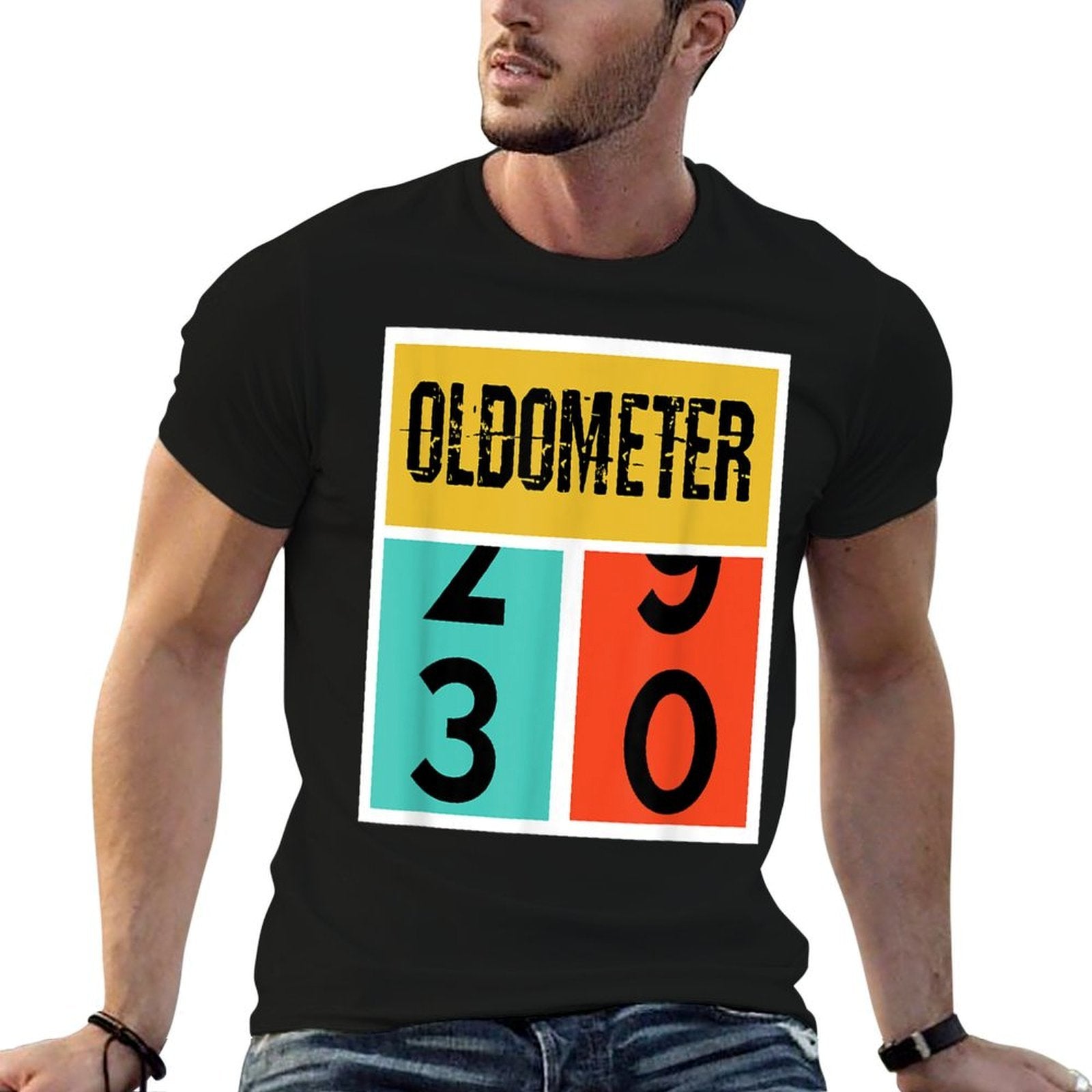 30th Birthday T - Oldometer 30 Years Old  Ribbed Collar T-Shirt