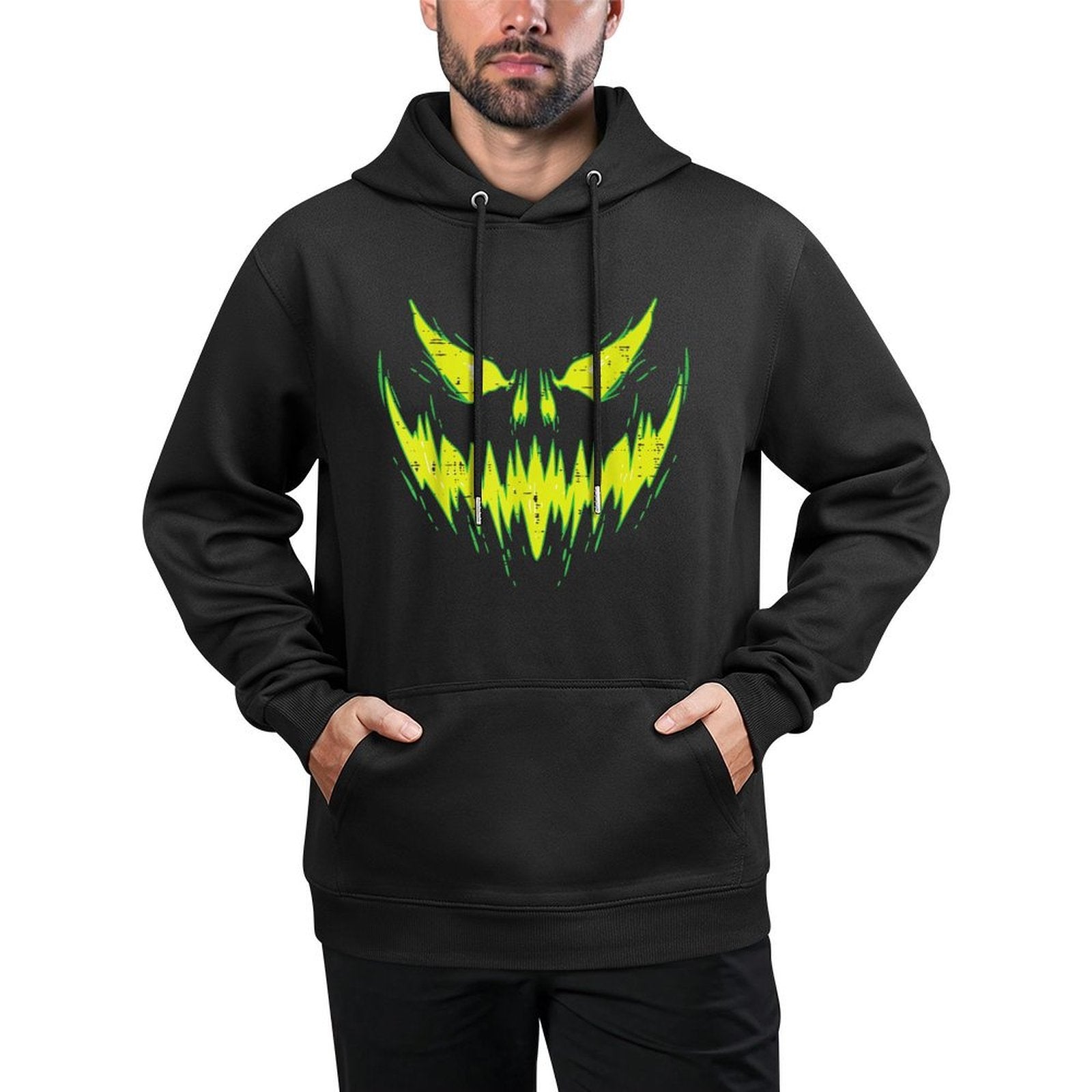 Scary Pumpkin Jack O Lantern Face Halloween Men Boys Kids Versatile Streetwear Hoodie