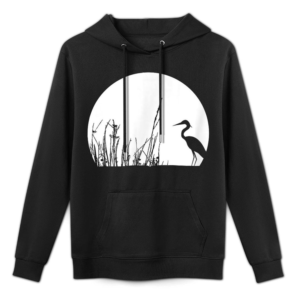 Heron In The Reeds Zen Mood Nature Lovers Kangaroo Pocket Hoodie