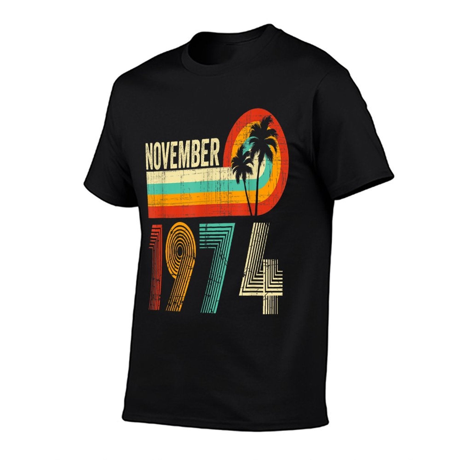50 Year Old Vintage November 1974 Palm Tree 50th Birthday  Summer-ready Fabric T-Shirt