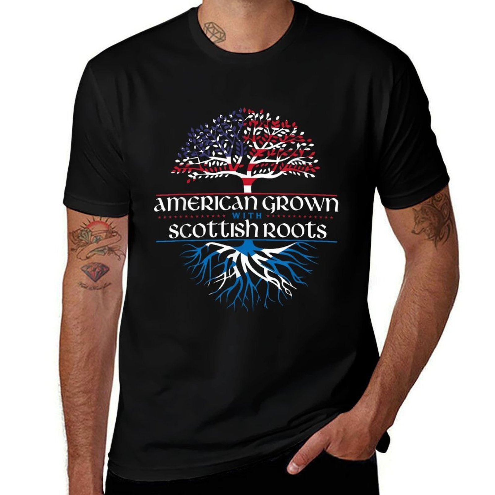 American Grown with Scottish Roots - Scotland Pride Heritage  Trendy Pattern T-Shirt