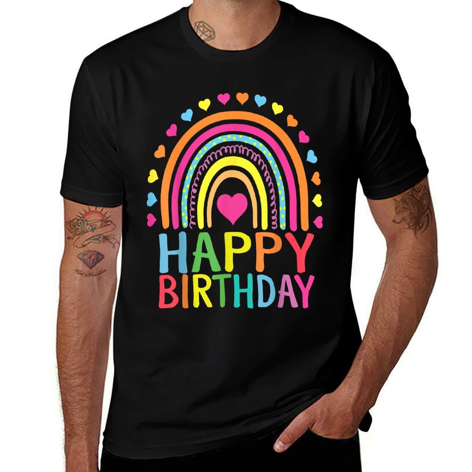 Happy Birthday for Womenns Girls Kids Gift Rainbow  Vintage-inspired T-Shirt
