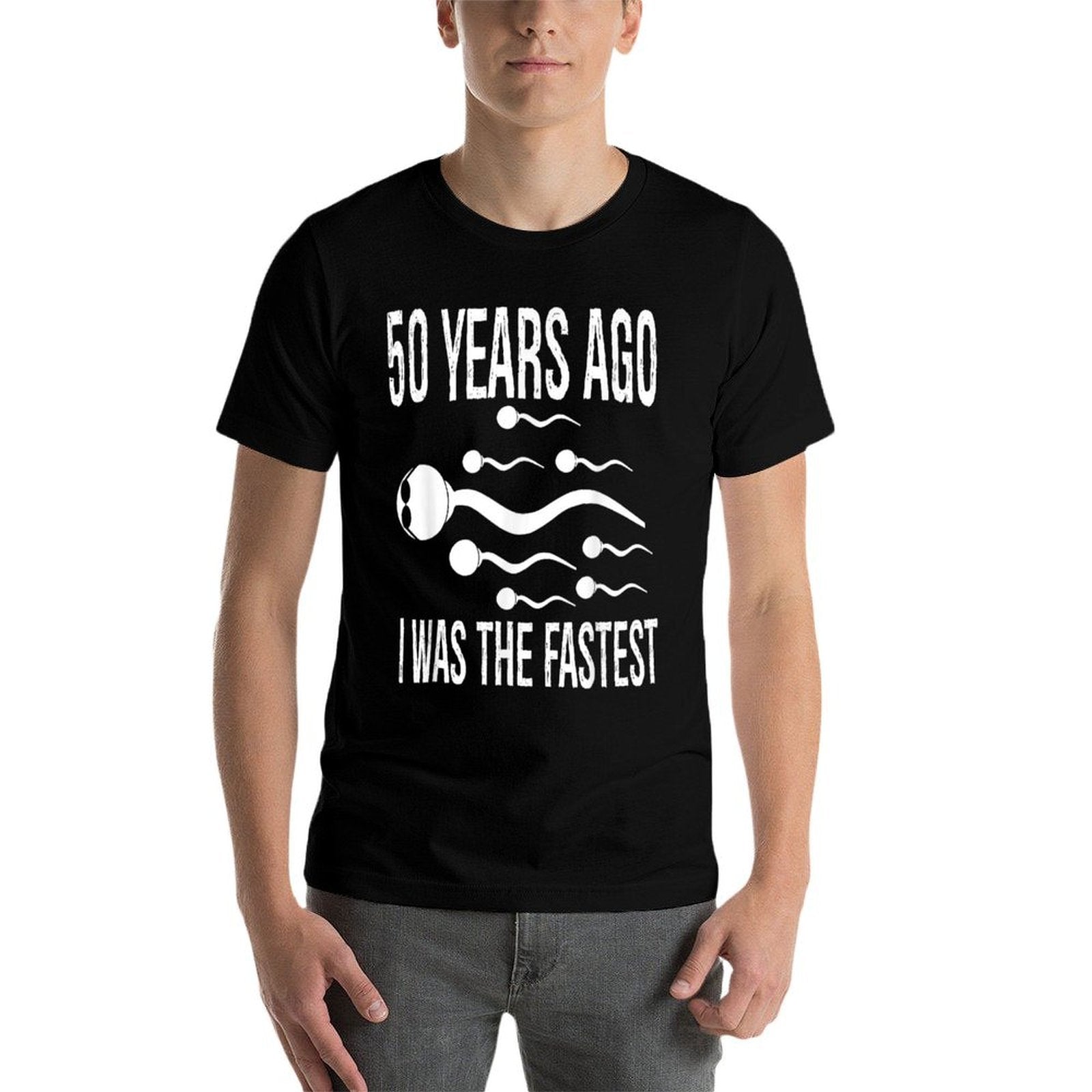 50 Years Ago I Was The Fastest, Funny 50th Birthday  Polyester Blend T-Shirt