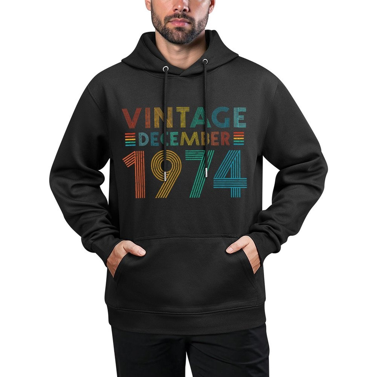 1974 Vintage December 50th Birthday Medium-Weight Fabric Hoodie