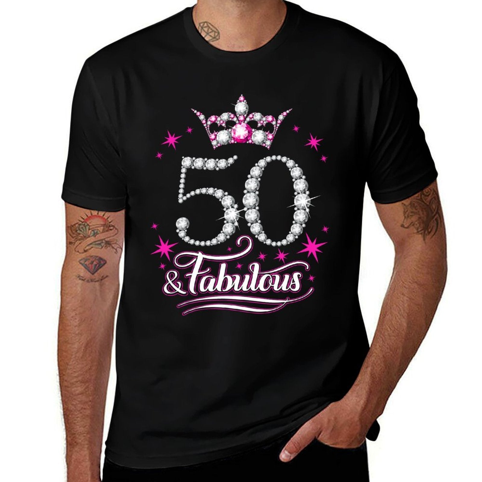 50th Birthday. 50 And Fabulous Women's, Ladies  Cotton T-Shirt
