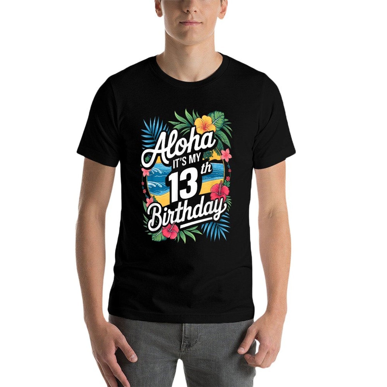 Aloha 13th Birthday Hawaiian Theme Hawaii Tropical Beach  Classic T-Shirt