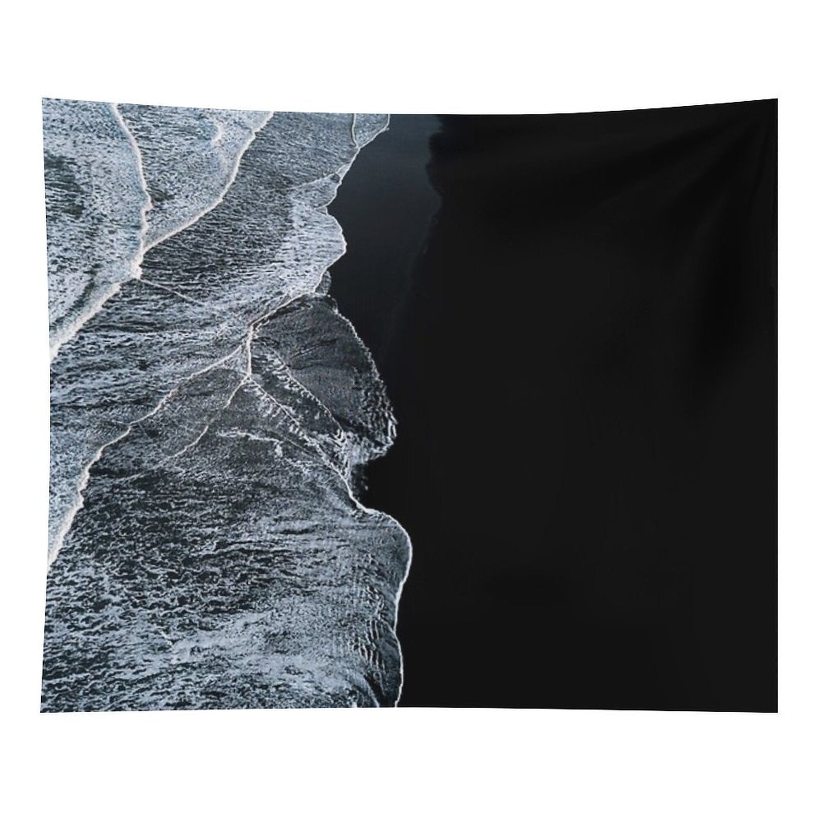 Minimalist Waves And Black Sand Beach in Iceland - Landscape Photography Tapestry
