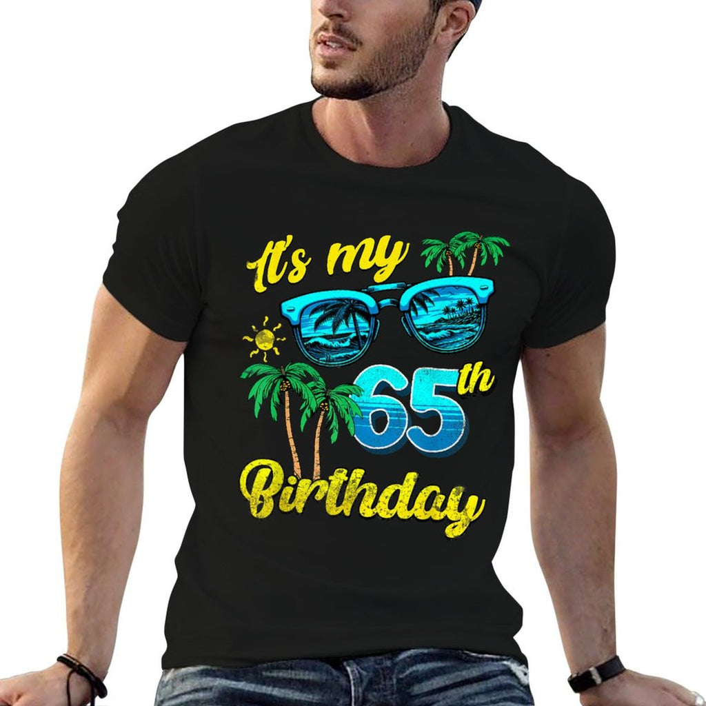 It's My 65th Birthday Tropical Beach Summer 65 Years Old  Oversized Silhouette T-Shirt