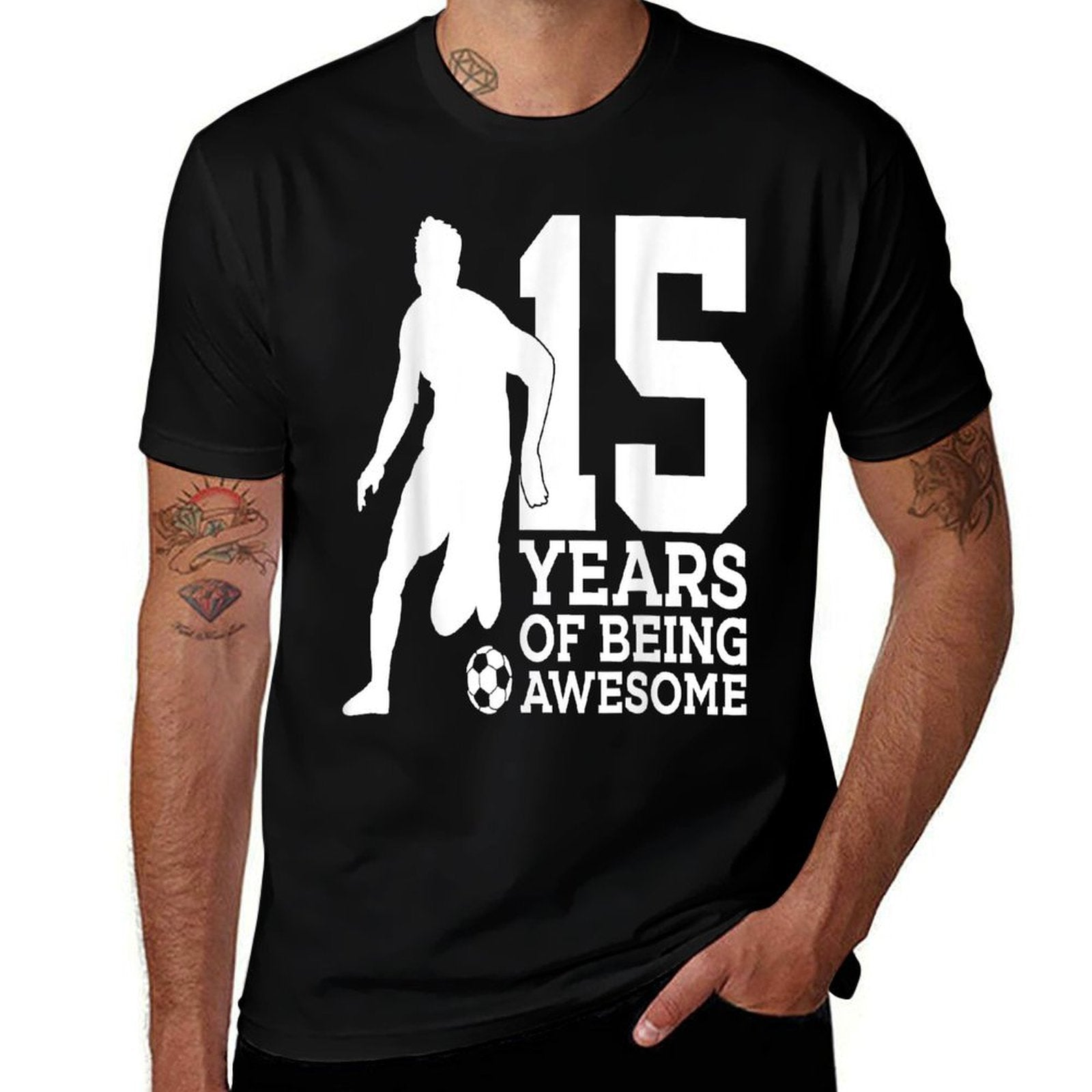 15 YEARS OF BEING AWESOME SOCCER 15TH BIRTHDAY  Relaxed-fit T-Shirt