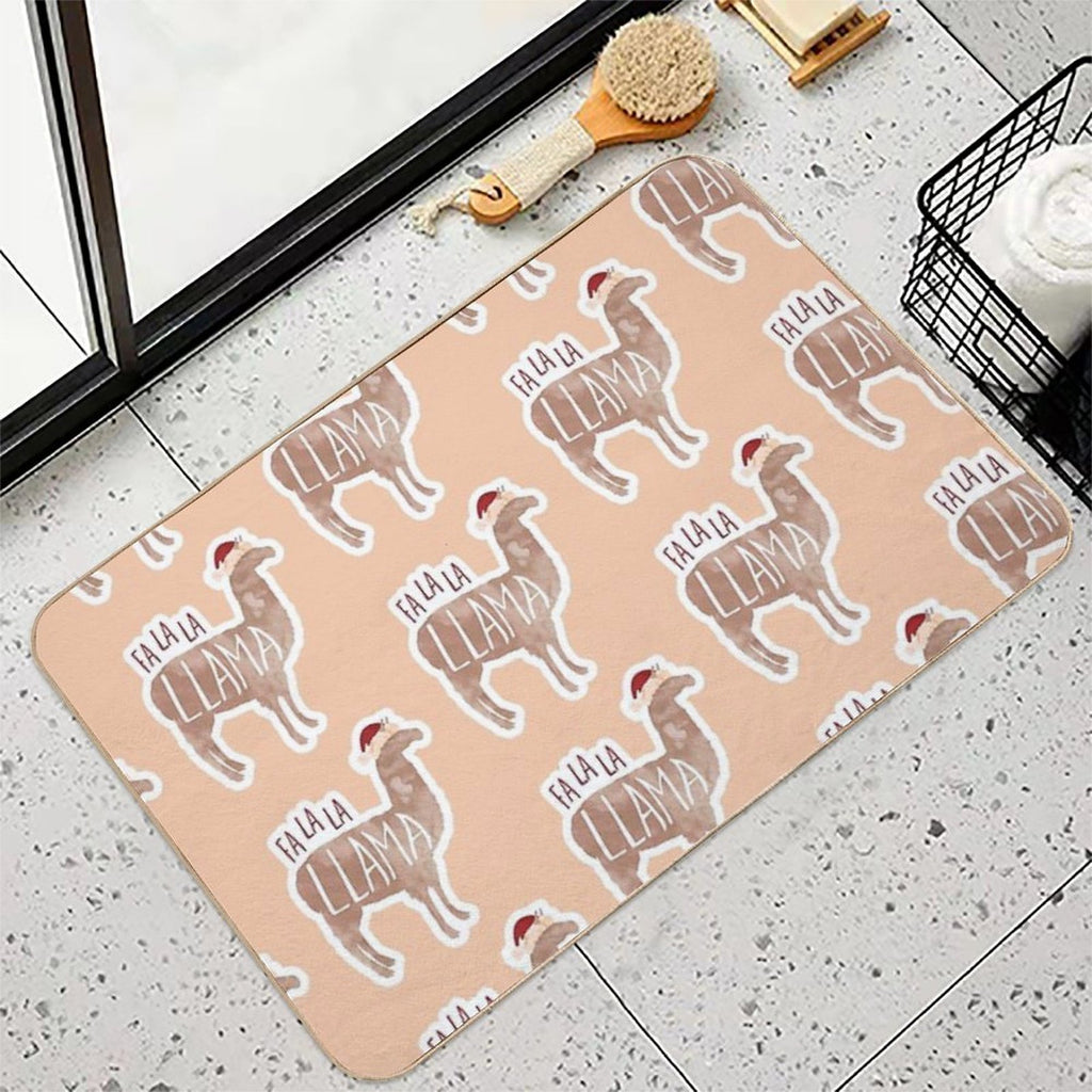 Fa La La Llama - Funny Llama Christmas Pun Sticker  Toxin-Free Bath Mat
