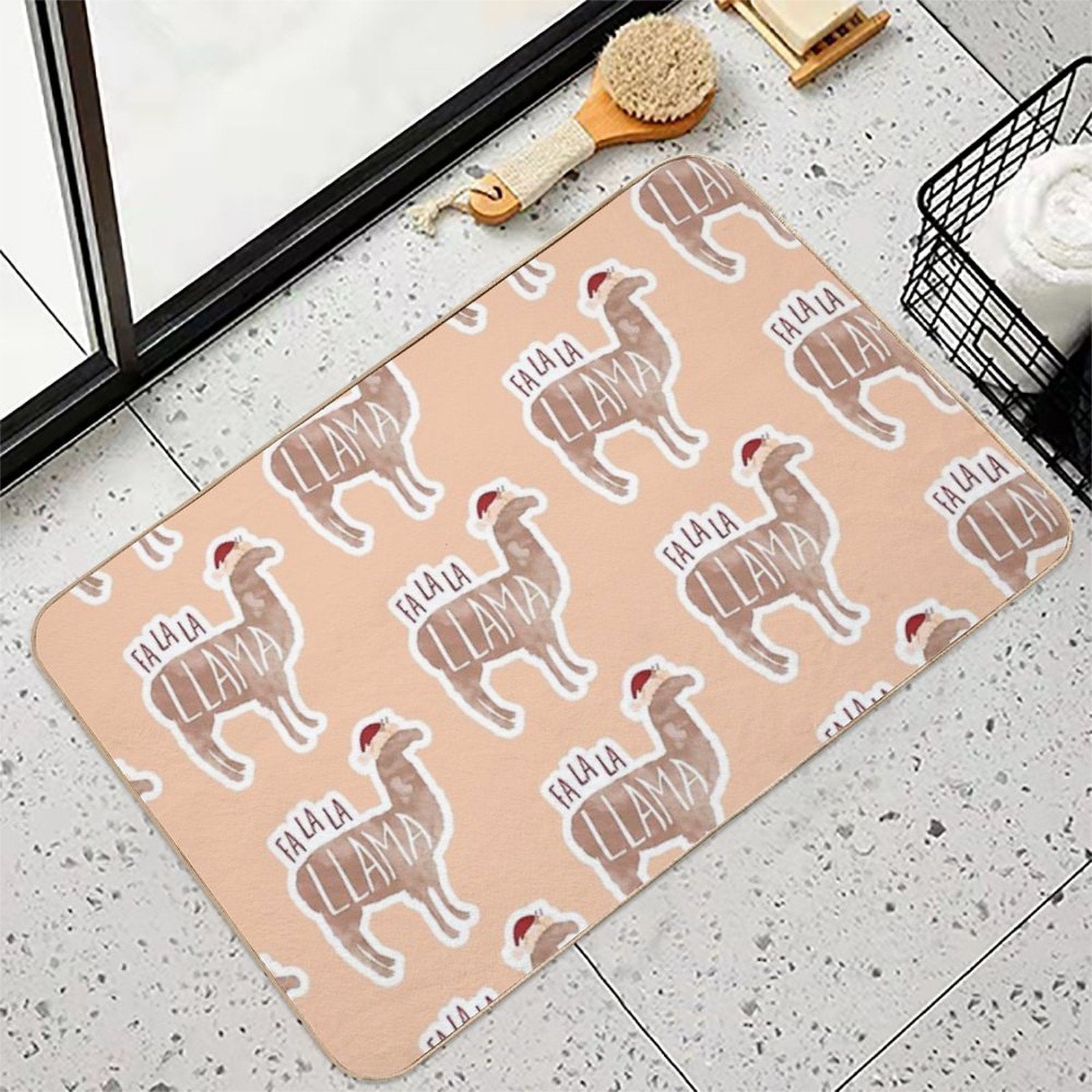 Fa La La Llama - Funny Llama Christmas Pun Sticker  Toxin-Free Bath Mat