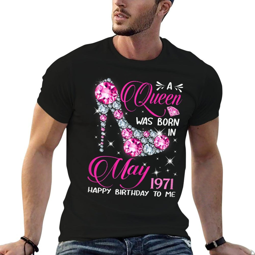 Queens Are Born in May 1971 Queens 50th Birthday For Girl  Heathered Texture T-Shirt