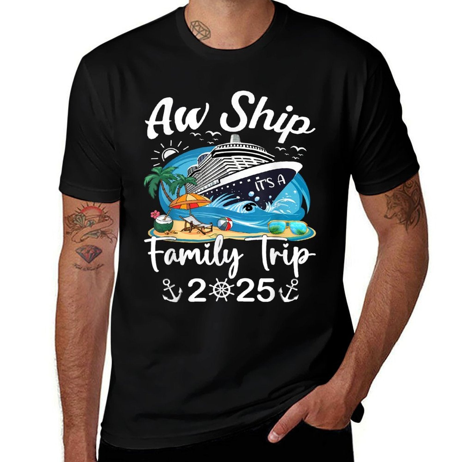 Aw Ship It's A Family Trip 2025 Family Matching Cruise Trip  Odor-resistant T-Shirt