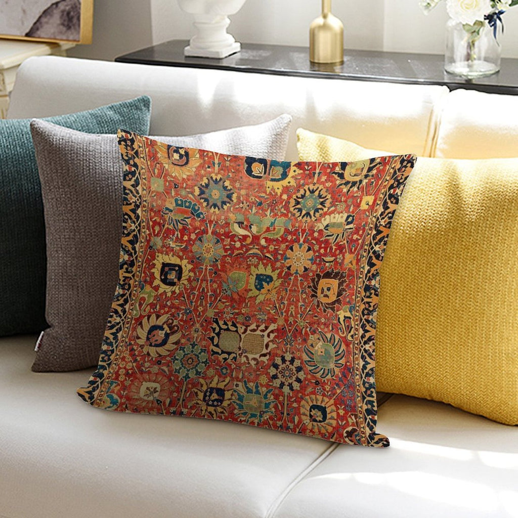 17th Century Isfahan Or Kerman Persian Rug Print Soft Skin-Friendly Throw Pillow