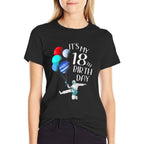 Mens Its My 18th Birthday Planet Balloons Astronaut Guitar Player  Stretchy T-Shirt