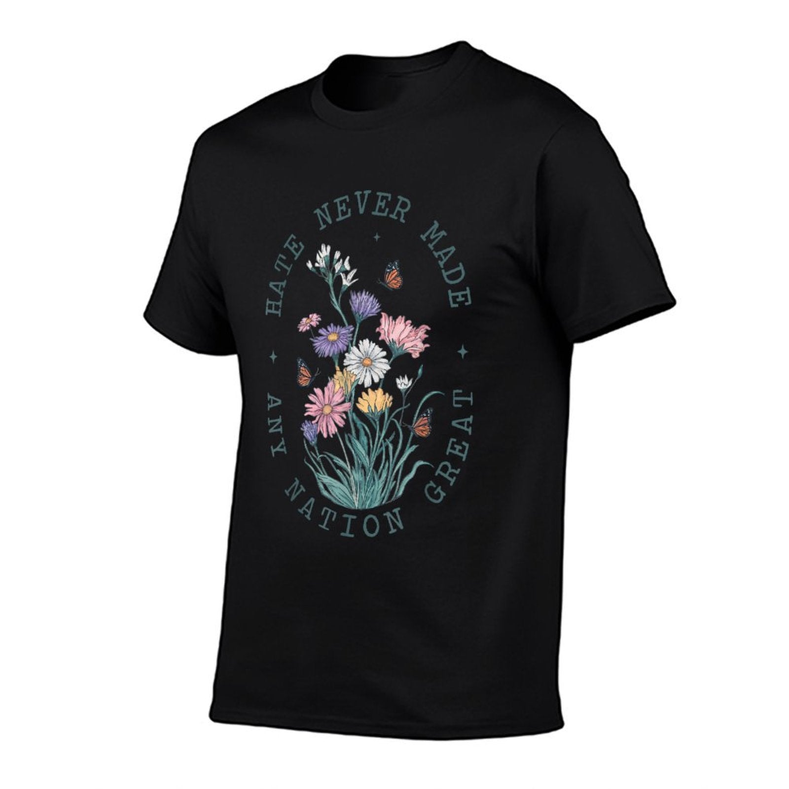 Anti Trump Floral Butterflies Democrat President Liberal  Fade-proof Color T-Shirt