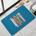 Retro Ski on Dark Blue  Easy Maintenance Bath Mat