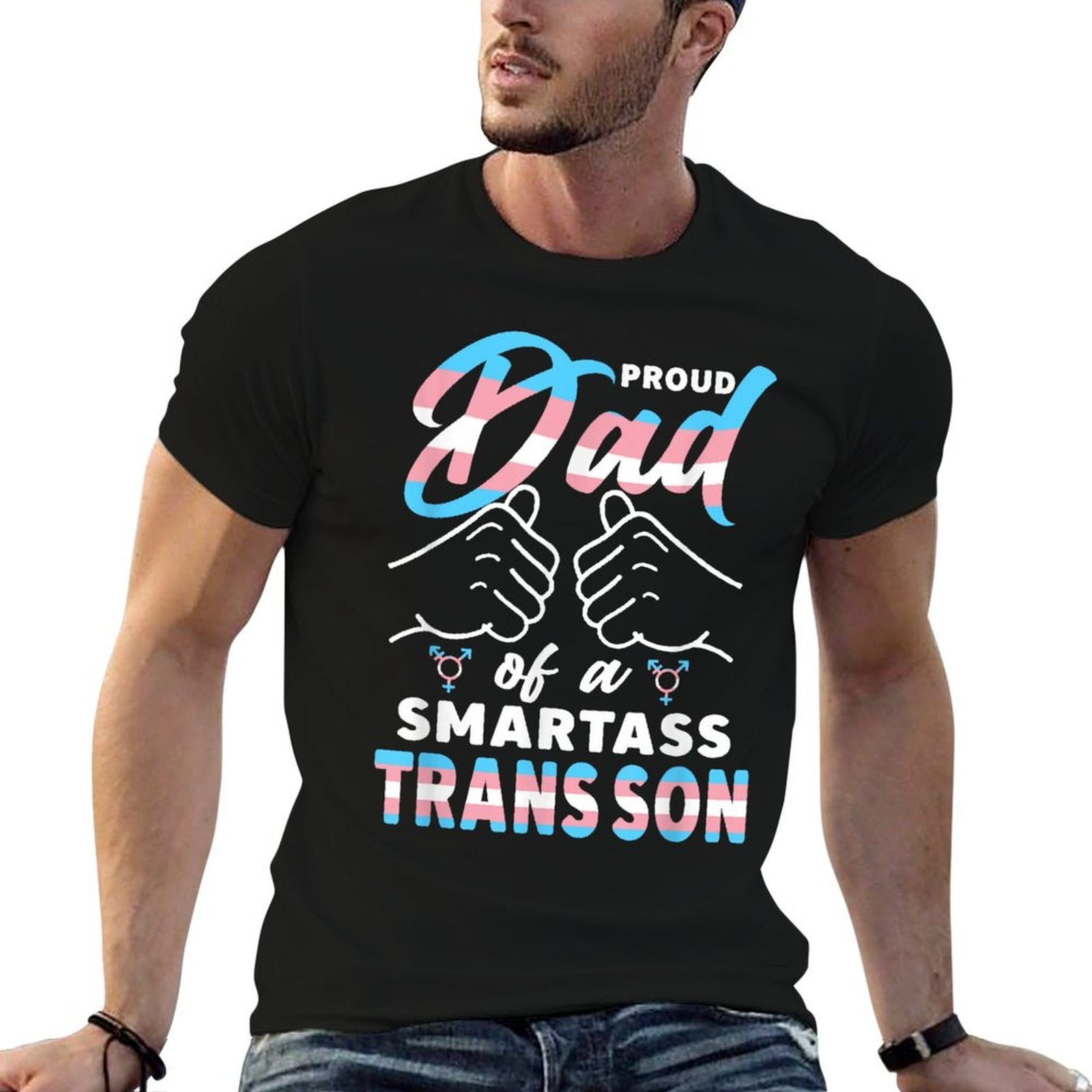 Awesome Proud Trans Dad Pride LGBT Awareness Fathers Day  High-quality Stitching T-Shirt