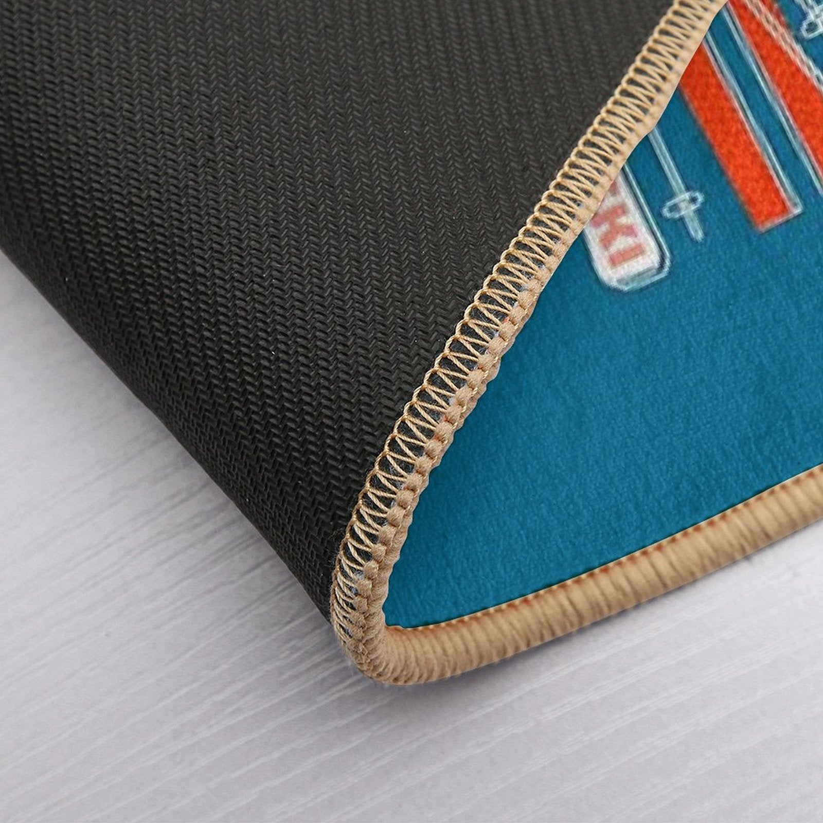 Retro Ski on Dark Blue  Easy Maintenance Bath Mat