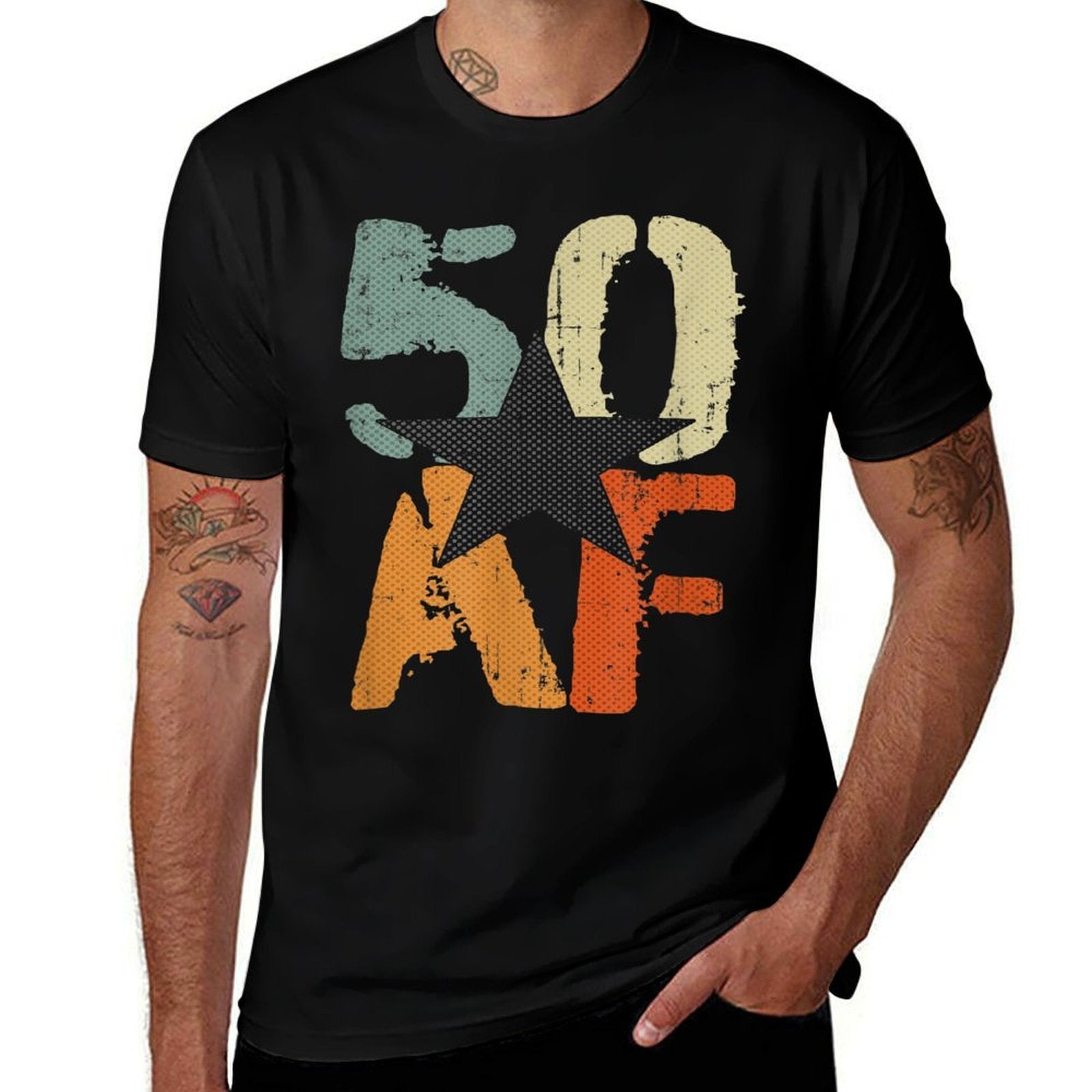 50 Years AF 50th Birthday Anniversary Retro Vintage Gift  Summer-ready Fabric T-Shirt