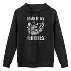 Death to My 30s, 40th Birthday Skeleton in Coffin Halloween Easy Care Hoodie