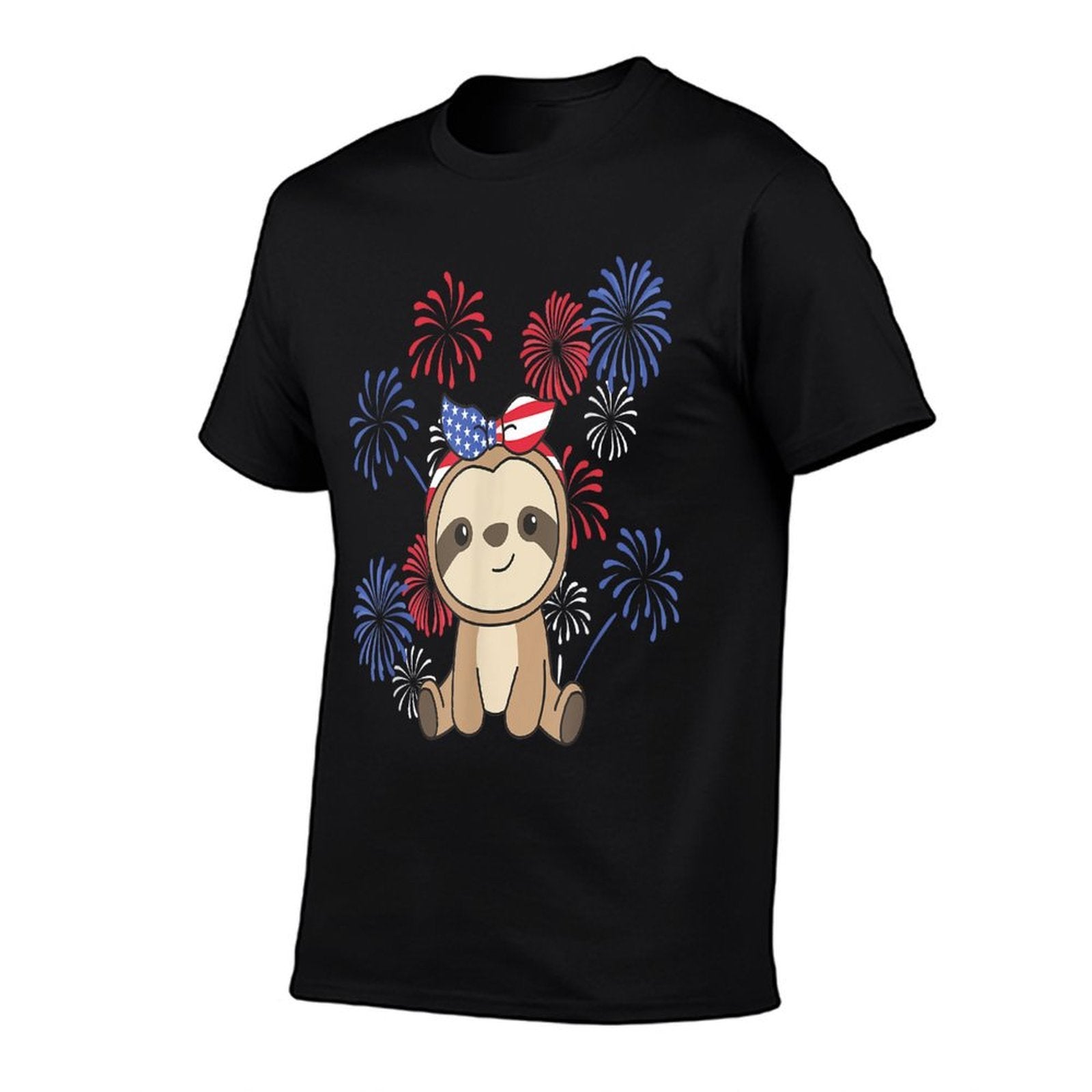 4th Of July American Sloth Kids Usa Fireworks Sloth  High-quality Stitching T-Shirt