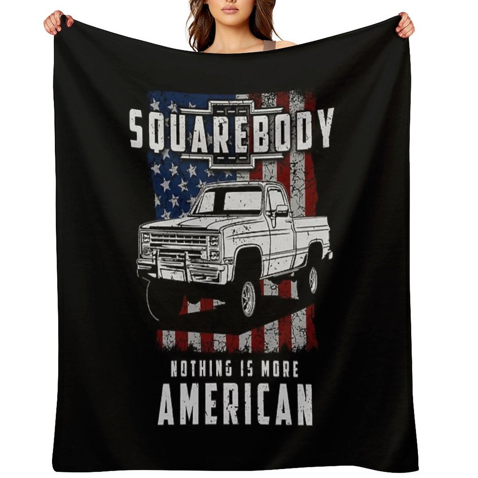 Squarebody Nothing Is More American Funny Square Body Pickup Truck Driver Gift-ready Throw Blanket