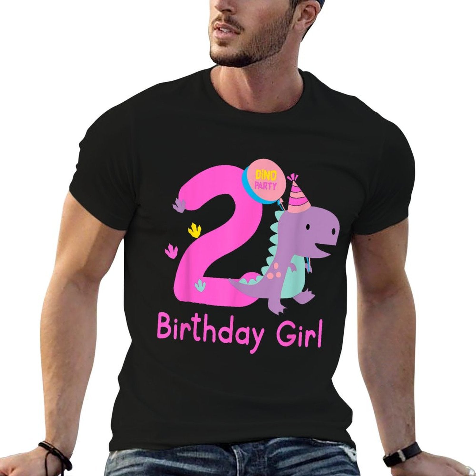 2nd Birthday Dinosaur Girl T-Rex Matching Family Party Two  Breathable T-Shirt