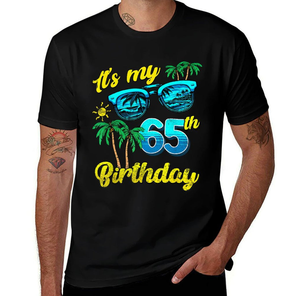 It's My 65th Birthday Tropical Beach Summer 65 Years Old  Oversized Silhouette T-Shirt