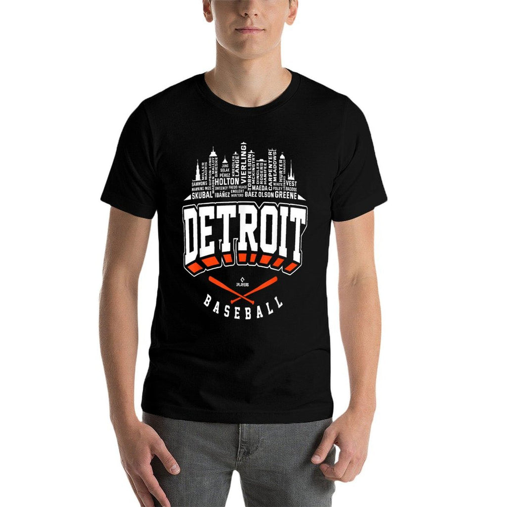 Skyline Word Art Tarik Skubal Detroit Baseball MLBPA  Moisture-wicking T-Shirt